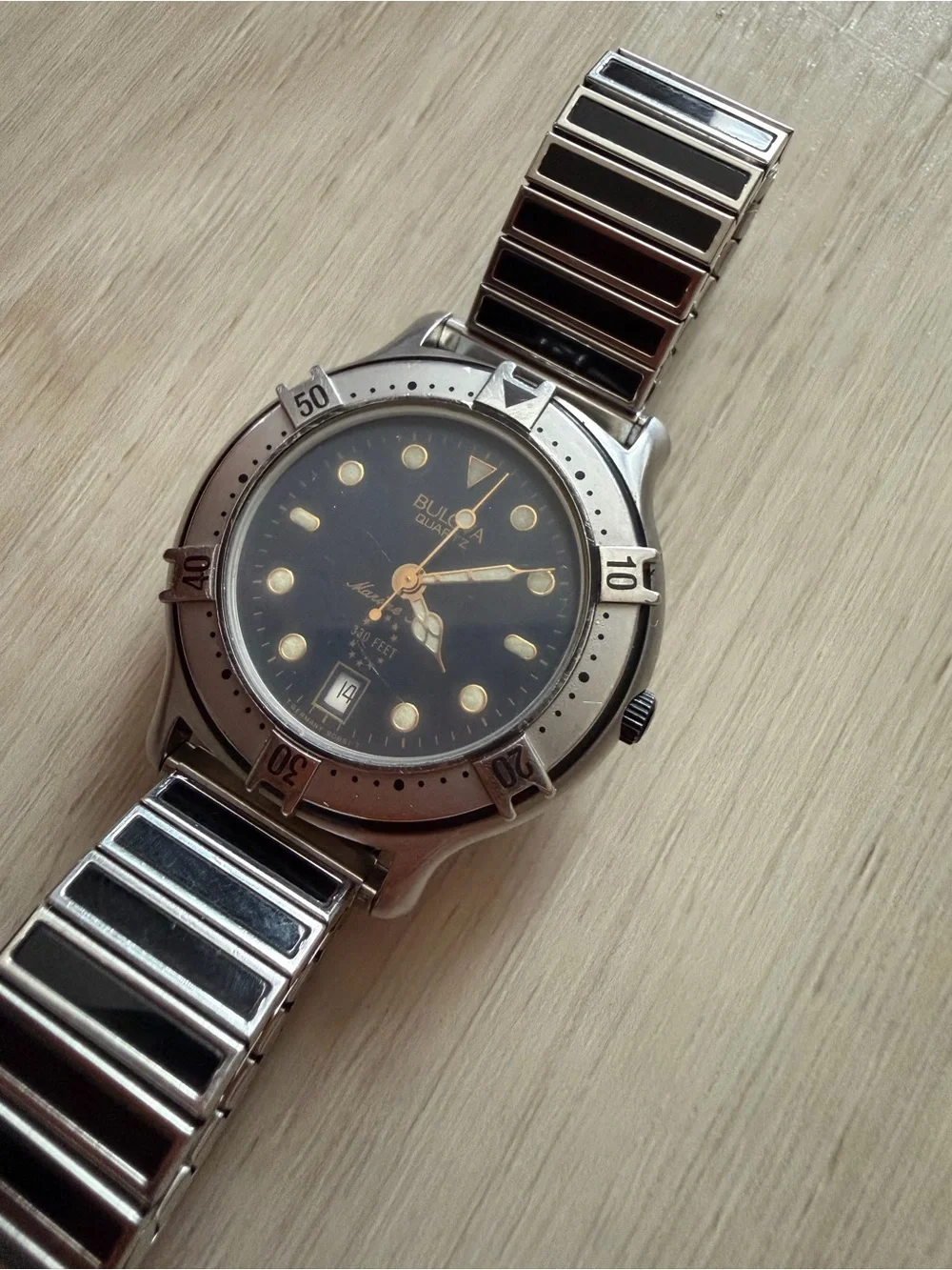 Vintage 90s Bulova Watch T1 Marine Star 330 Feet Quartz
